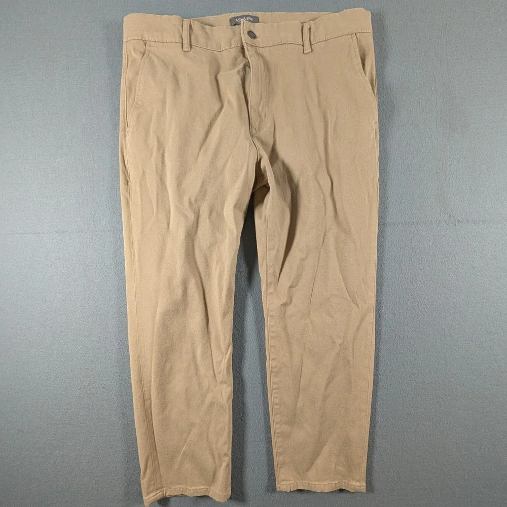 Ash & Erie Everyday Chino Pants Mens 36x25 Khaki Tan Stretch Casual‎